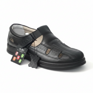 sandales homme orthopÉdique 100 % cuir noir (f1001n)