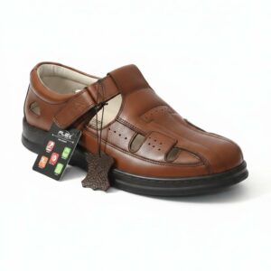 sandales homme orthopÉdique 100 % cuir marron (f1001m)