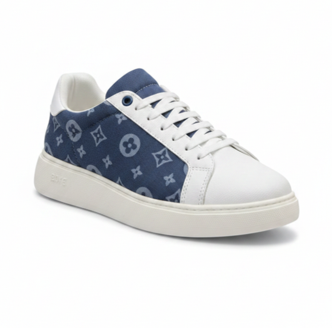 Basket sport chic Blanc - Bleu (réf.1184 BLC)