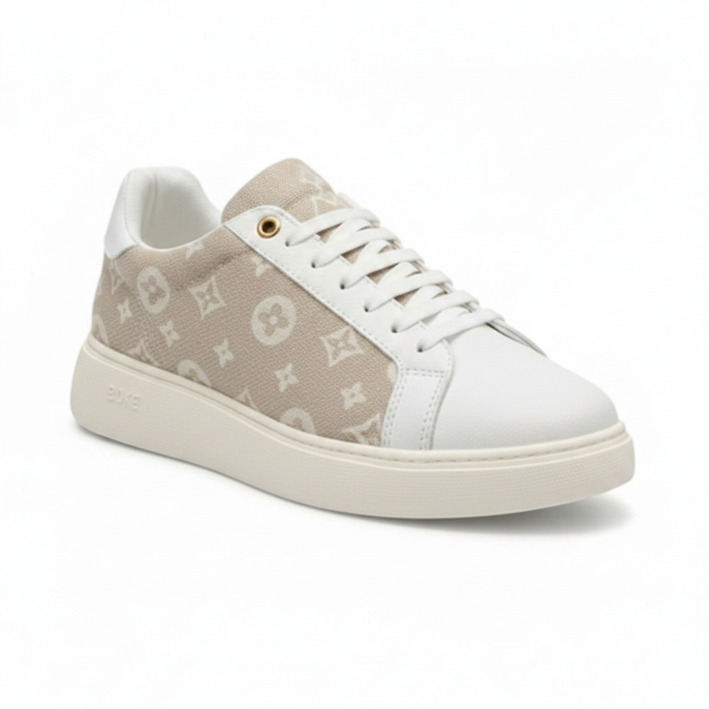 Basket sport chic Blanc - Beige (réf.1184BJ)