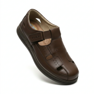 sandales homme orthopÉdique 100 % cuir marron (f1001m)