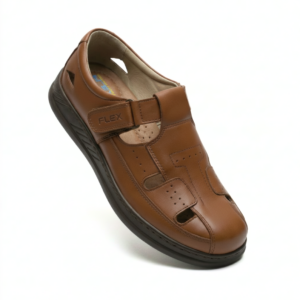 sandales homme orthopÉdique 100 % cuir marron wisky (f1001mw)