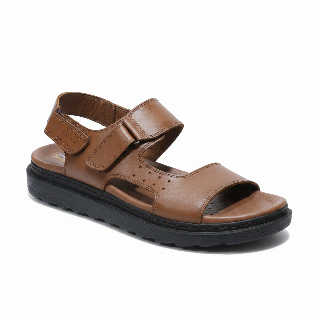 Sandales Homme ORTHOPÉDIQUE 100 % Cuir Marron W (F1003MW)