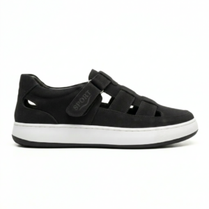 sandales homme 100 % cuir nubick noir (réf. slx01n)