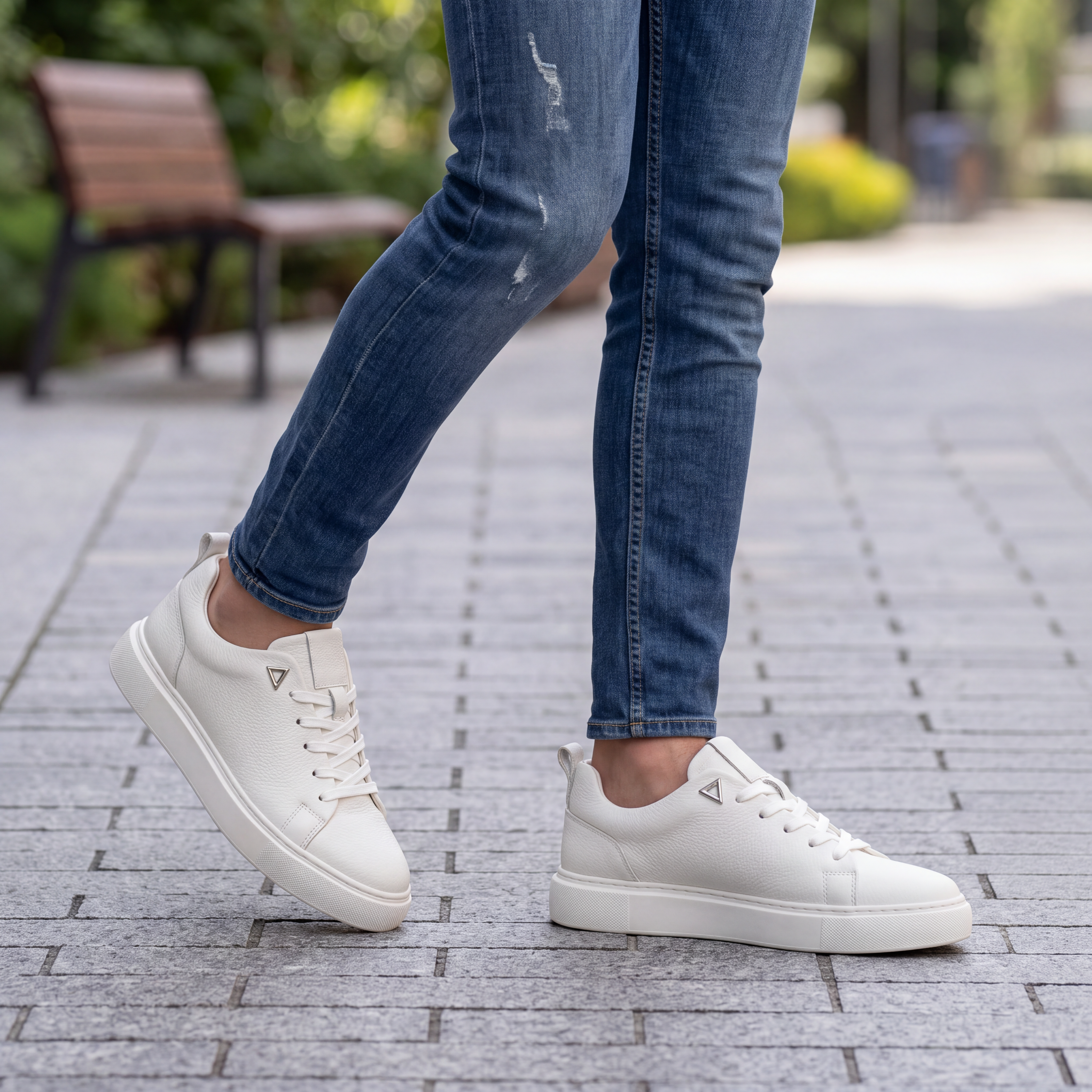Basket Sport Chic BLANC CUIR (réf. M1005B)