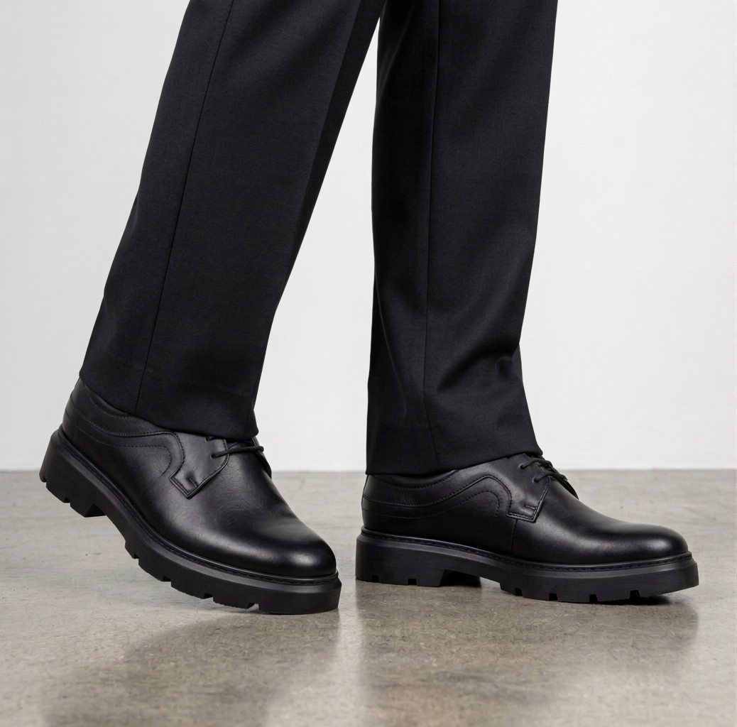 chaussures 100 % cuir noir (réf. n709n)