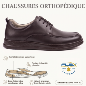 chaussures homme orthopÉdique 100 % cuir marron (cf1001m)