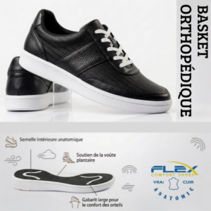 basket orthopédique 100 % cuir (réf. bf1007n)