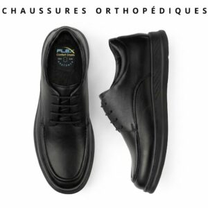 chaussures homme orthopÉdique 100 % cuir noir (cf1001n)